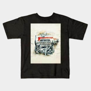 RETRO CUTAWAY ENGINE - ORIGINAL ARTWORK Kids T-Shirt